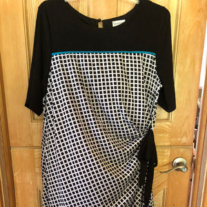 AVENUE Black & White Modern Print Dress 22/24 EUC